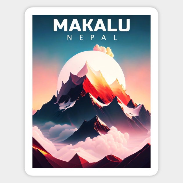 Makalu Mountain, Nepal Sticker by KohorArt